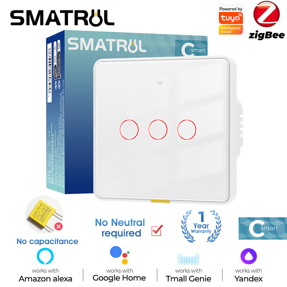 Smatrul Tuya Zigbee รีเลย์สวิตช์แม่เหล็กอัจฉริยะ 100-250v Tmall Genie Alexa Google Home ไม่ต้องใช้ตัวเก็บประจุ