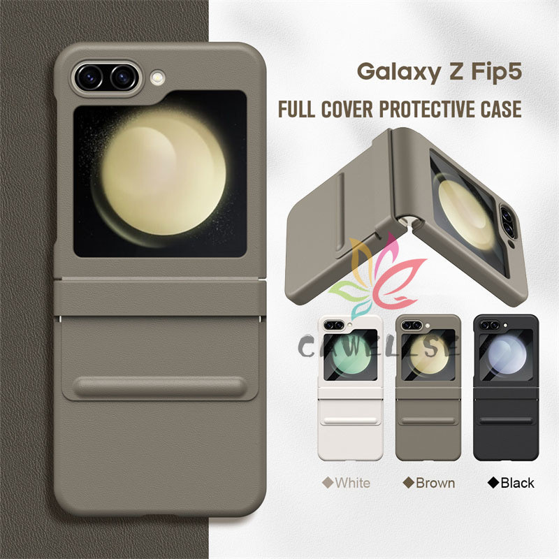 Slim สายรัดข้อมือแบบยืดหยุ่นบานพับหนัง PU กันกระแทกปลอกหรูหรา Samsung Galaxy Z Flip 5 Z Flip 6 Z Flip 4 3 5G