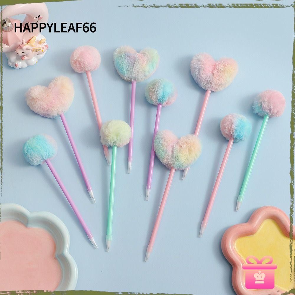 Happyleaf66 ปากกาเจล, Plush Ball รอบ/รูปหัวใจ Ball Neutral ปากกา, Creative 0.5 มม.หมึกสีดําภาพวาดอุป
