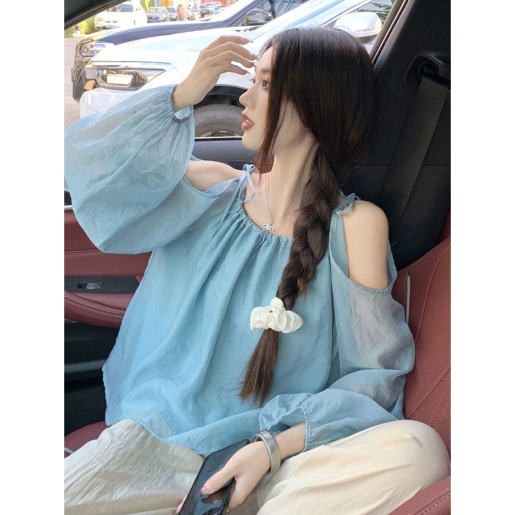 ⭐Fern Shop เสื้อฤดูร้อนชีฟองแขนยาวด้านบนสำหรับสุภาพสตรี