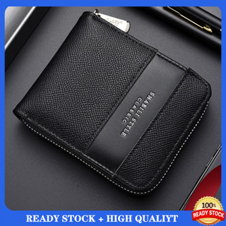 กระเป๋าสตางค์สั้นซิปหลายช่องหนัง ปู่ ย้อนยุคและเรียบง่ายสําห…