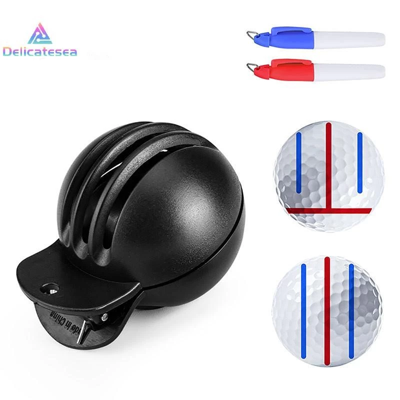 [Delicatesea] 1 ชุด Golf Marker เครื่องมือมือพร้อมปากกา Golfing Marker เครื่องมือชุดจัดตําแหน่งพร้อมปากกามาร์กเกอร์ลูกกอล์ฟวาดสายเครื่องมือใหม่