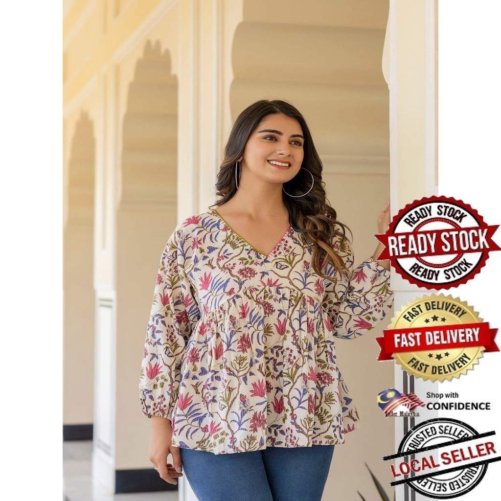 สั้น Kurti ผู้หญิงอินเดีย Kurtis Top Saree Sari Punjabi ชุดสําเร็จรูป Kurti UD41500APTP