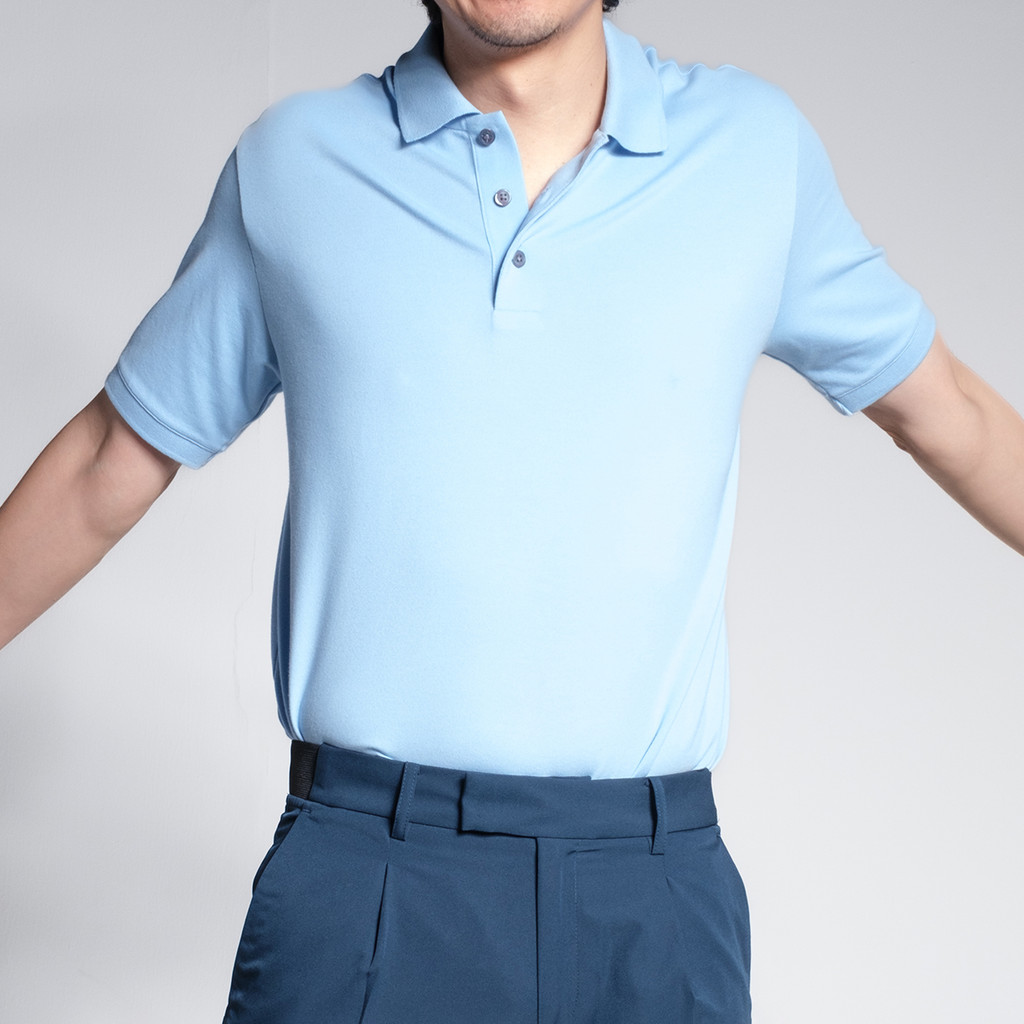 era-won เสื้อโปโลแขนสั้น ทรงสลิม Polo Shirt สี Light Blue