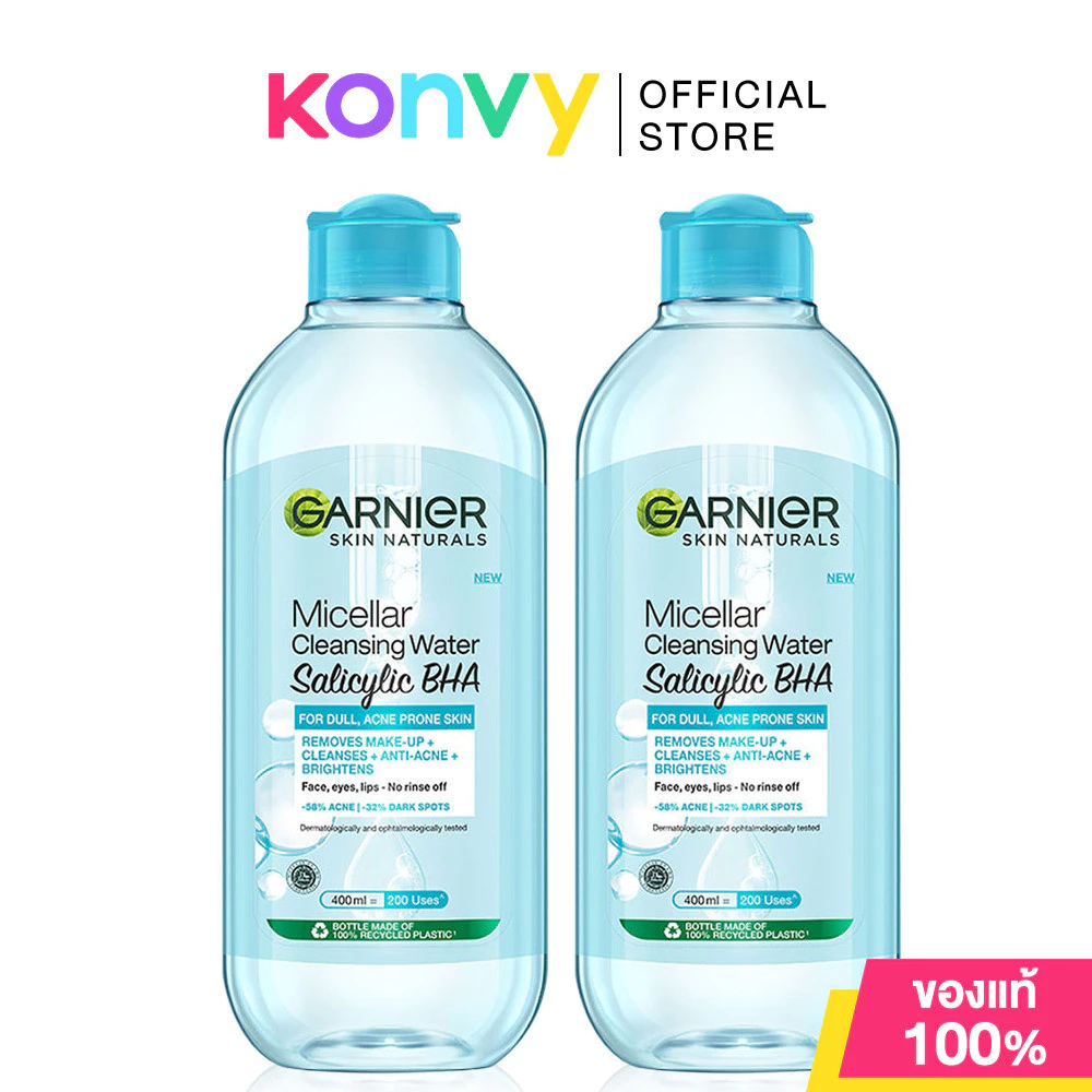 Garnier Skin Naturals Micellar Cleansing Water Salicylic Bha [400ml x 2pcs].