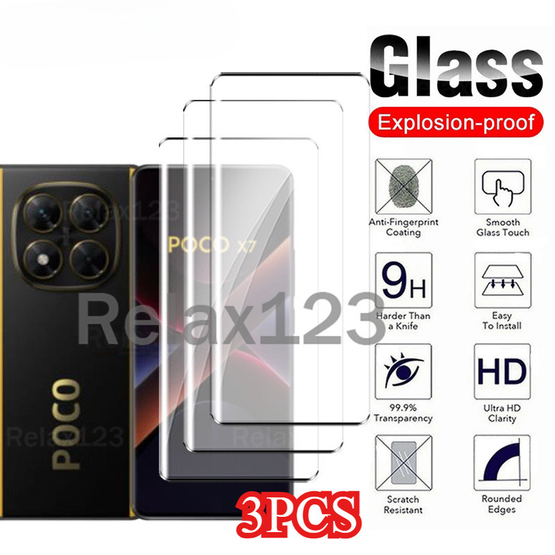 3pcs กระจกนิรภัยสําหรับ Xiaomi Poco X7 5G PocoX7 Poco X 7 5G 2024 กระจกนิรภัยใส HD ฟิล์มป้องกันกระจก 9H ความแข็งโปร่งใสทั้งหมด