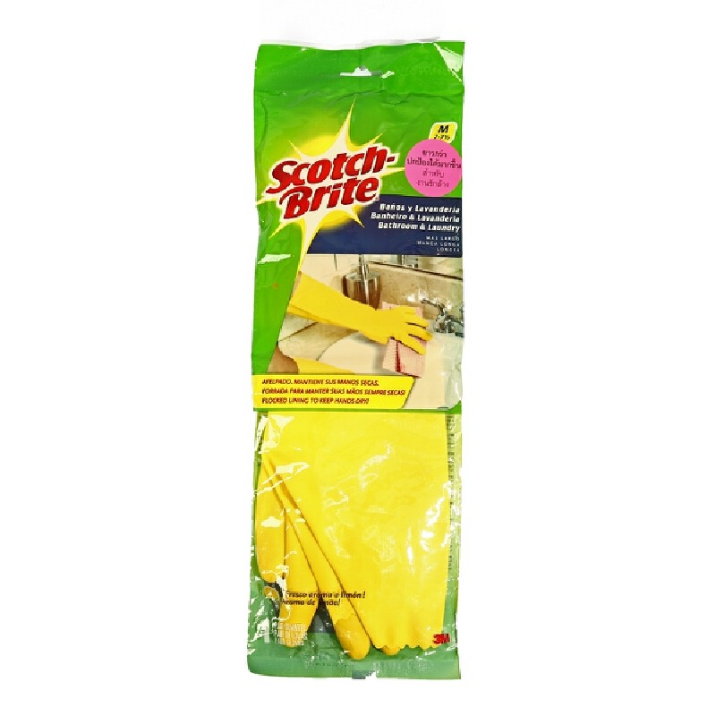 SCOTCH-BRITE ถุงมือยางสำหรับงานซักล้าง ขนาด M 7x7.5 นิ้ว