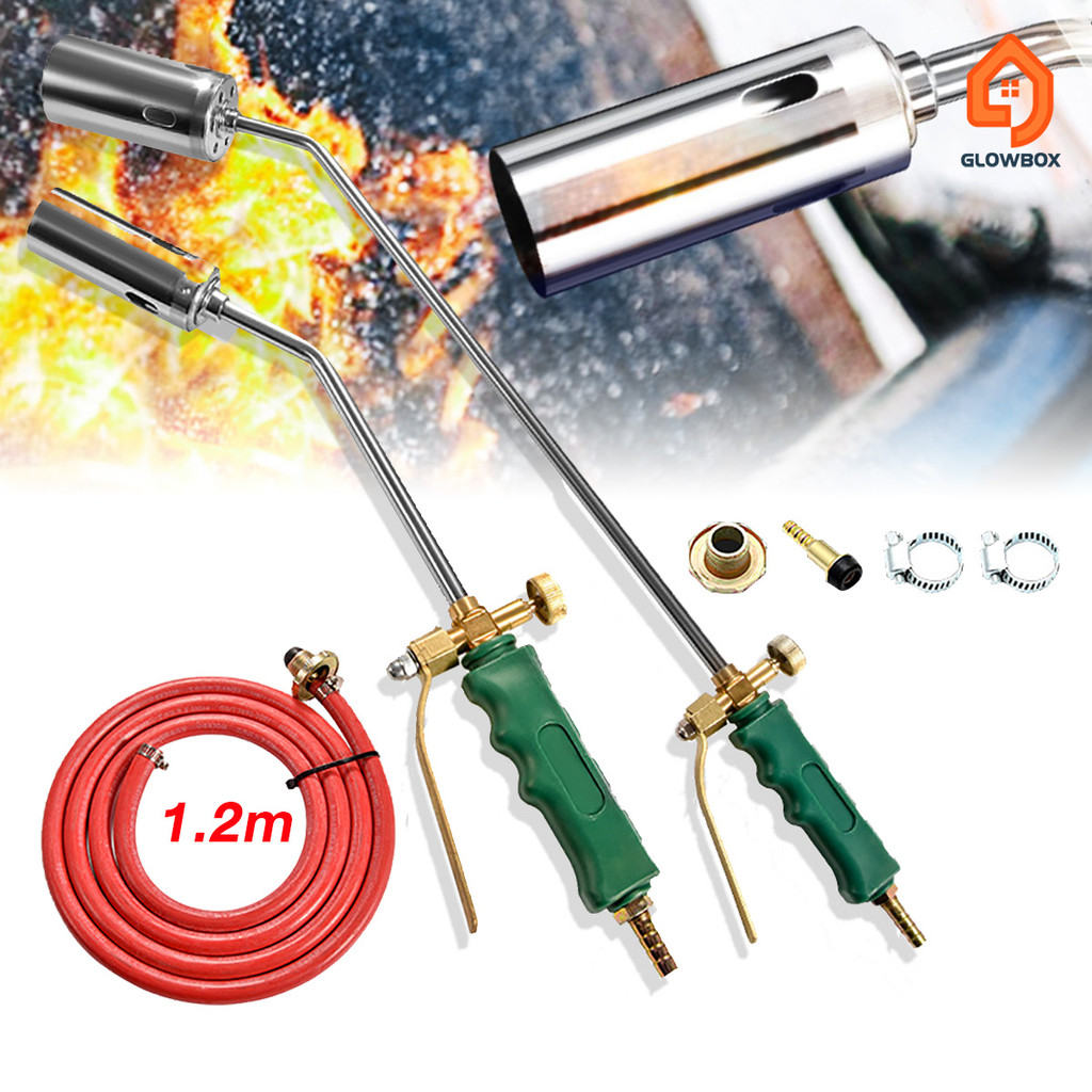 หัวพ่นไฟต่อถังแก๊ส 30/50/65cmสวิตช์สองตัว หัวพ่นไฟ ที่เผาขาหมู เผายางมะตอย 6 เหล็กกล้าไร้สนิม วาล์วทองเหลือง