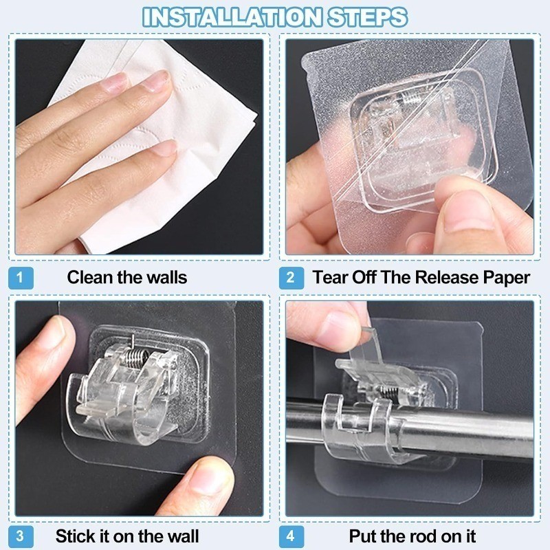 แนะนำ ผ้าม่าน 2/6/10 ชิ้น Self กาวผ้าม่าน Rod Brackets-เล็บฟรีปรับผู้ถือ Clamp Hooks-ห้องน้ําผ้าเช็ดตัวผู้ถือ Fixing แขวน Rack ราคาพิเศษ มีเก็บเงินปลายทาง