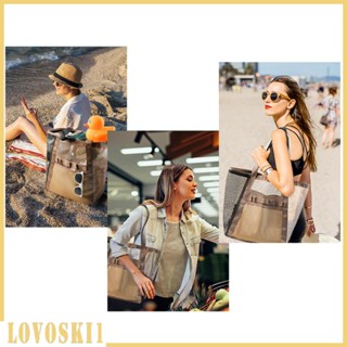 [Lovoski1] กระเป๋าผ้าตาข่าย สําหรับใส่ผ้าขนหนู เหมาะกับการพกพา ชอปปิ้ง สระว่ายน้ํา