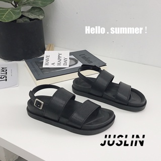 JUSLIN   รองเท้าแตะผู้หญิง ส้นแบน ใส่สบาย สไตล์เกาหลี รองเท้าแฟชั่น 2023 ใหม่  ทันสมัย fashion คุณภาพสูง สวย B98G0PT 37Z230910