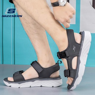 Skechers_ MAX CUSHION รองเท้าแตะลําลอง ผ้าตาข่าย ระบายอากาศ ขนาดใหญ่ สําหรับผู้ชาย เหมาะกับการเล่นโยคะ กลางแจ้ง