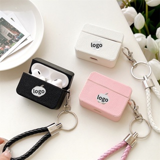 เคสหูฟังบลูทูธ หนังลิ้นจี่ พร้อมสายคล้อง กันกระแทก สําหรับ Airpods Pro Pro 2 1 2 3