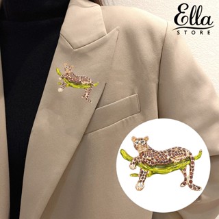 Ellastore123 เข็มกลัด รูปเสือดาว หยดน้ํามัน หรูหรา เครื่องประดับแฟชั่น สําหรับเสื้อคาร์ดิแกน เสื้อกันหนาว เสื้อสูท คอปก ของขวัญ