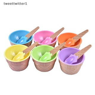 Twee ชามไอศกรีม พร้อมช้อน 6 สี สําหรับเด็ก คู่รัก ของขวัญ ขนมหวาน EN