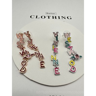 0931YWTS Nana Same Style Queen Mother Xi Personality Minimalist Elegant Paint Saturn Diamond Letters Asymmetric Long Stud Earrings INH6