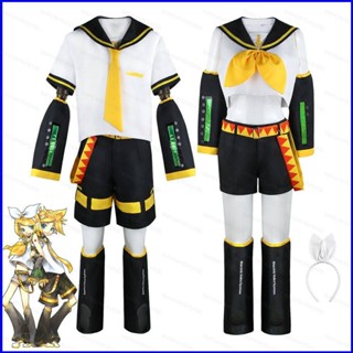 Gp1 VOCALOID Kagamine Rin/Len คอสเพลย์ JK เสื้อแขนสั้น กางเกง ชุดเครื่องแต่งกาย ชุดกะลาสี ชุดยูนิฟอร์ม ฮาโลวีน ปาร์ตี้ P