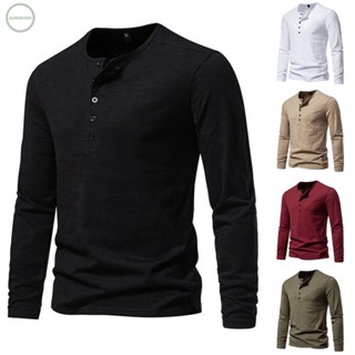 GORGEOUS~Mens Breathable Button Casual Cotton Blend Durable Long Sleeves O-Neck