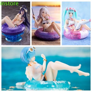 Instore ตุ๊กตาฟิกเกอร์ Hatsune Miku ฟิกเกอร์เด็กผู้หญิงนั่งว่ายน้ํา Elaina Action Figure Kawaii Aqua Float ชุดว่ายน้ํา Albedo ของขวัญ