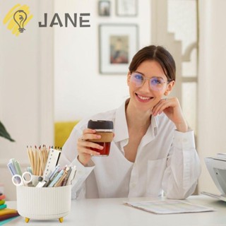 Jane กล่องใส่ปากกาดินสอ อะคริลิค หมุนได้ 360 องศา 5 ช่อง สีขาว สําหรับออฟฟิศ