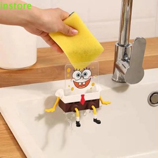 Instore ตะกร้าใส่ฟองน้ํา รูป Spongebob น่ารัก พร้อมฟองน้ํา ระบายน้ํา สําหรับห้องครัว