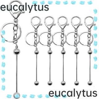 Eucalytus1 พวงกุญแจโลหะเปล่า 14.8 ซม. สีเงิน Diy 5 ชิ้น