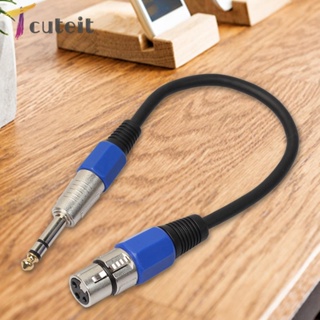 Tcuteit 3P XLR ซ็อกเก็ตตัวเมีย เป็น 1/4 นิ้ว 6.35 มม. ตัวผู้ ปลั๊กสเตอริโอ ไมโครโฟน อะแดปเตอร์สายเคเบิ้ล