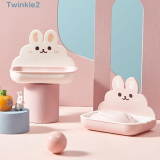 Twinkle กล่องใส่สบู่ แบบติดผนังห้องน้ํา ลายการ์ตูนกระต่าย PP ไม่ต้องเจาะผนัง