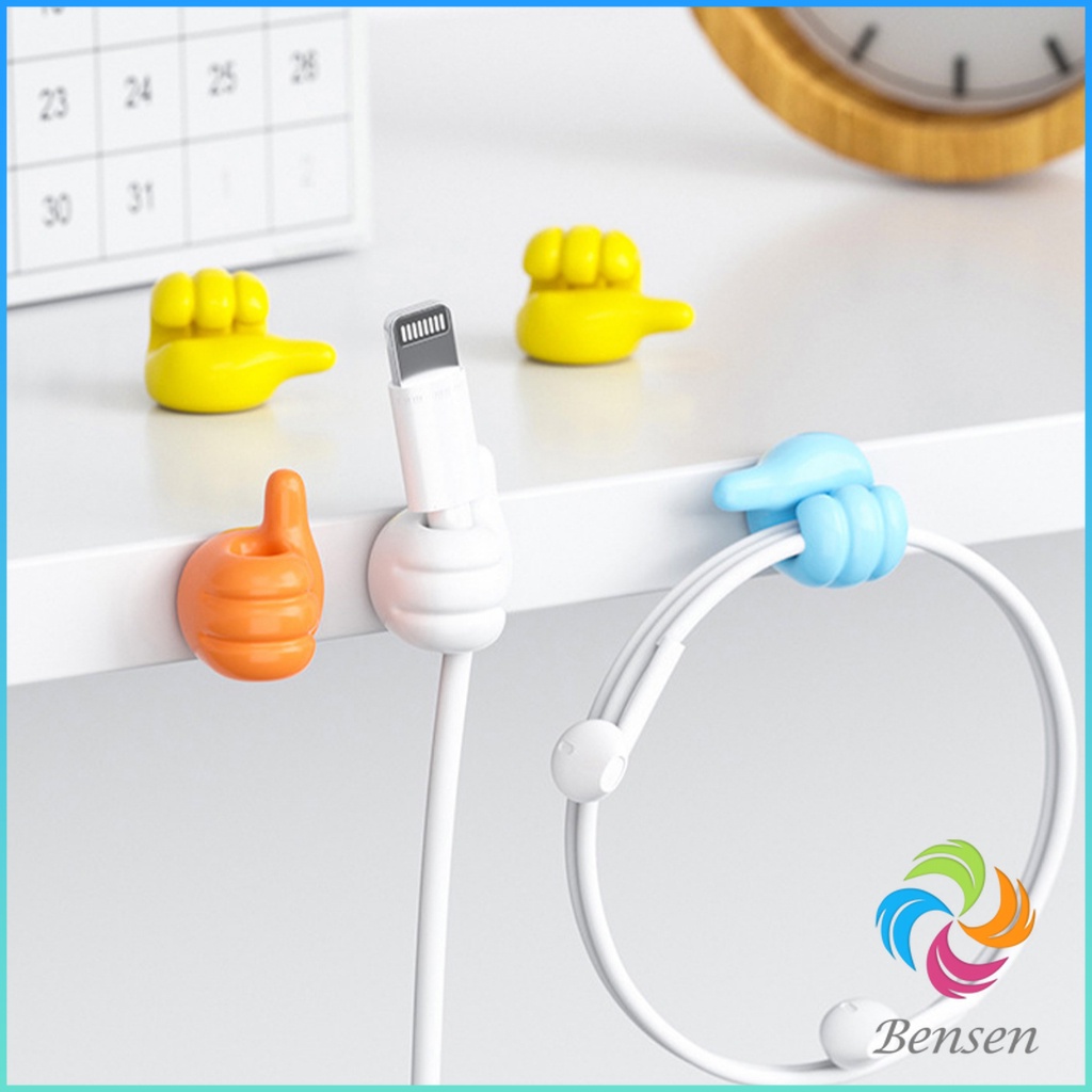 Bensen 10 pcs คลิปตะขอแขวนติดผนัง อเนกประสงค์ รูปนิ้วโป้ง  จัดส่งแบบคละสี Home Storage Hooks