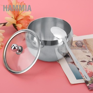 HAMMIA ห้องครัว 304 ภาชนะใส่ขวดปรุงรสสแตนเลสหม้อเกลือน้ำตาลพร้อมฝาปิดที่มองเห็นได้