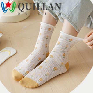 Quillan ผู้หญิง ถุงเท้าบาง อินเทรนด์ สบาย ยืดหยุ่น โปร่งใส แฟชั่น หวาน กลิตเตอร์ ผ้าไหม ร้านชุดชั้นใน