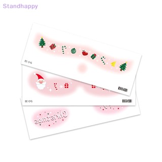 Standhappy ใหม่ สติกเกอร์รอยสักชั่วคราว ลายการ์ตูนคริสต์มาส กวางน่ารัก สําหรับตกแต่งใบหน้า เทศกาลปาร์ตี้