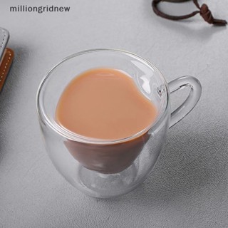 [milliongridnew] แก้วกาแฟใส รูปหัวใจน่ารัก สองชั้น 50 100 260 มล. สําหรับบ้าน ปาร์ตี้ 1 ชิ้น WQL