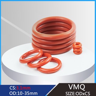 Vmq โอริงซีลปะเก็น ความหนา 10 มม.-35 มม. CS 3.1 มม. สีแดง 100 ชิ้น ต่อชุด และโอริงซีล