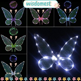 Wisdomest พร็อพคอสเพลย์ ปีกนางฟ้า LED พร็อพปาร์ตี้ฮาโลวีน 1 ชุด