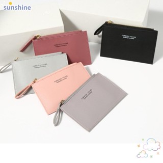 Ssunshine กระเป๋าสตางค์ หนัง PU ขนาดเล็ก ใส่บัตรเครดิตได้ สไตล์นักธุรกิจ สําหรับผู้หญิง