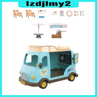 [Lzdjlmy2] ชุดโมเดลรถบัส และเฟอร์นิเจอร์ ขนาดเล็ก สําหรับตกแต่งบ้านตุ๊กตา