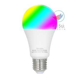 หลอดไฟอัจฉริยะ 9W Wi-Fi โหมดคู่ สีขาว และ RGB 16 ล้านสี E27 APP รีโมตคอนโทรล ควบคุมด้วยเสียง ตั้งเวลาได้ หลอดไฟ LED หลากสี หลอดไฟอัจฉริยะไร้สาย AC100-2