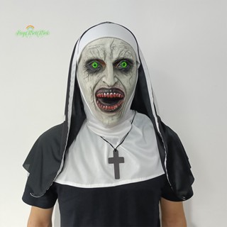 Erck&gt; The Horror Scary Nun Latex Mask W/Headscarf Valak หน้ากากคอสเพลย์ สําหรับปาร์ตี้ฮาโลวีน