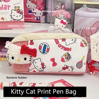 Hellokitty KT Cat พิมพ์ดินสอนักเรียน KT น่ารัก Sanrio การ์ตูนดินสอเครื่องเขียนกล่องกระเป๋าใส่เหรียญ Aube