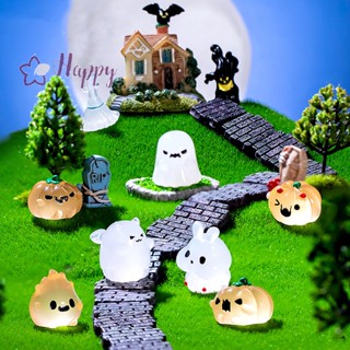 &lt;Happybay&gt; ตุ๊กตาเรซิ่น รูปฟักทองผีน่ารัก ขนาดเล็ก เรืองแสง DIY สําหรับตกแต่งปาร์ตี้ฮาโลวีน