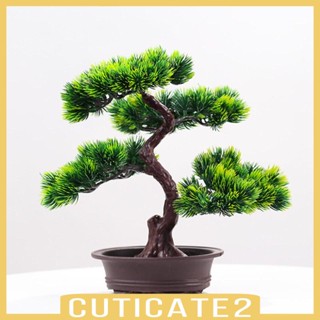 [Cuticate2] ต้นไม้บอนไซปลอม เหมือนจริง สีเขียว สําหรับตั้งโต๊ะ บ้านไร่