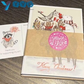 Yve การ์ดกระดาษ รูปสัตว์น่ารัก ทรงสี่เหลี่ยม DIY สําหรับตกแต่งปาร์ตี้คริสต์มาส