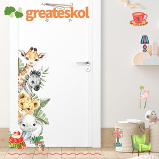 Greateskol สติกเกอร์ PVC ลายสัตว์ป่า สีน้ํา สวยงาม 38.19 นิ้ว × 12.99 นิ้ว สําหรับติดตกแต่งผนังห้อง