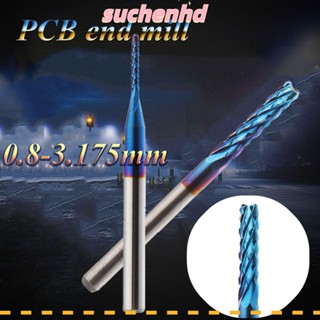 Suchenhd ดอกกัดมิลลิ่ง เคลือบไทเทเนียม ขนาด 0.8-3.175 มม. สีฟ้า สําหรับแกะสลัก