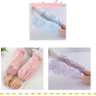 Suchenhd ปลอกแขน 3 คู่, ถุงมือกันแดด สีชมพู สีม่วง, สวมใส่ง่าย ผ้ากันน้ํา สีฟ้า ป้องกันมลพิษจากน้ํามัน ผู้ใหญ่