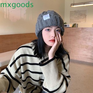 Mxgoods หมวกบีนนี่ ผ้าถัก ให้ความอบอุ่น ลายตัวอักษรน่ารัก แฟชั่นฤดูใบไม้ร่วง สําหรับผู้หญิง