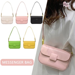 [SuperDeals888.th] กระเป๋าถือ กระเป๋าสะพายไหล่ หนัง PU ทรงสี่เหลี่ยม สีพื้น แฟชั่นสําหรับสตรี