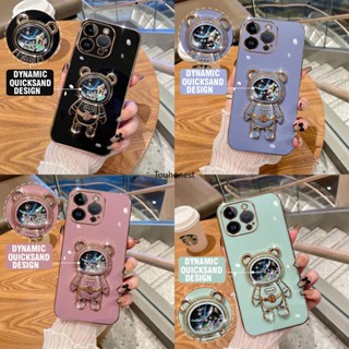 เคส For Apple เคสไอโฟน iPhone 14 Pro Max เคส iPhone 15 Pro Max Casing iPhone 14 Plus Cassing iPhone 15 Plus Cover iPhone 7 Cases iPhone 8 Case iPhone SE Case Silicone Liquid Quicksand Astronaut Bracket Stand Soft Cover Phone Case โทรศัพท์มือถือ