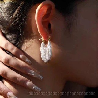 0908YWJD Blingbling Light Luxury High-Grade Sparkling Tassel Dress Swing Earrings Trendy Socialite round Face Delicate Earrings IEXH